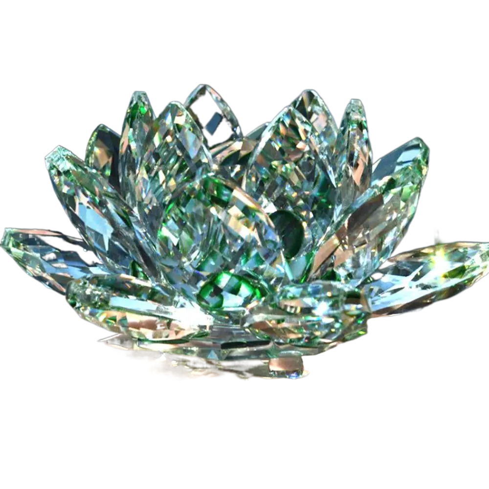 LZINA™ | Crystal Lotus Flower Figurine Home Wedding Decoration Glass Art Collection Paperweight Office Table Ornaments Souvenir Gifts