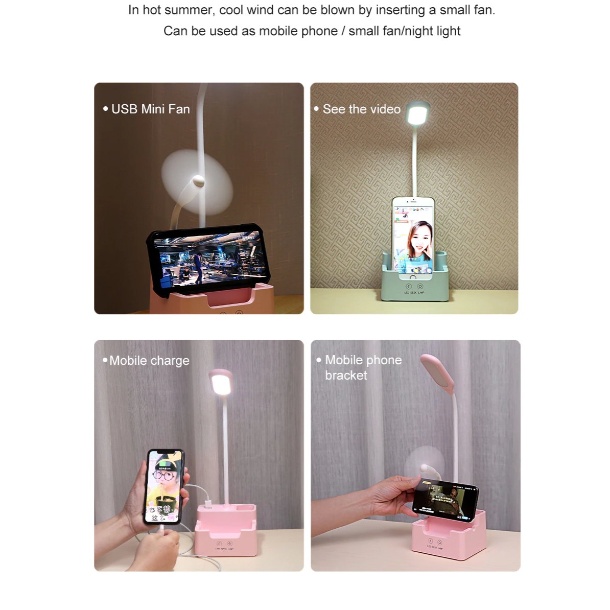 BowLift Desk Lamp with Built-In Phone Holder