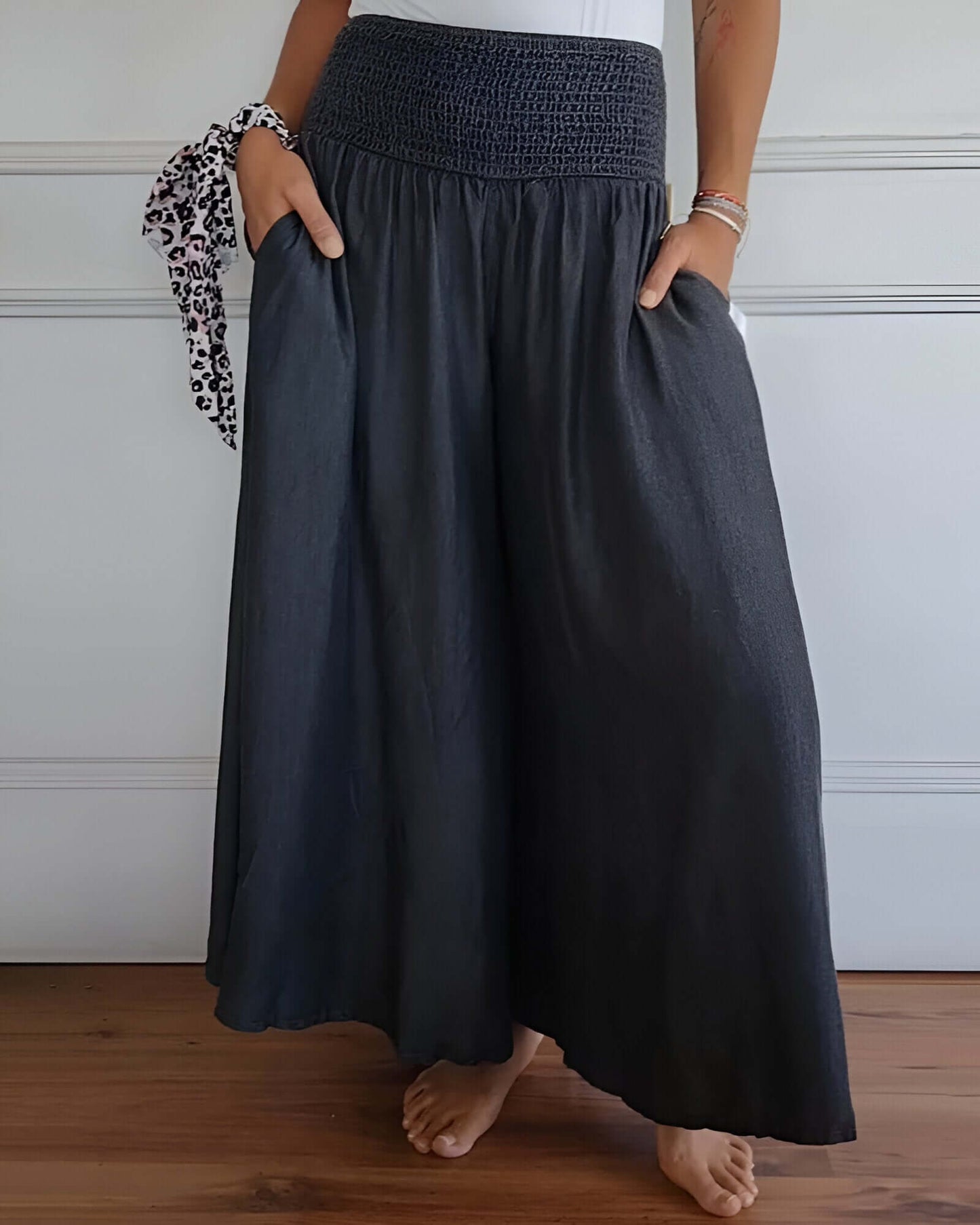 Women’s Elastic Waist Wide Leg Palazzo Trousers