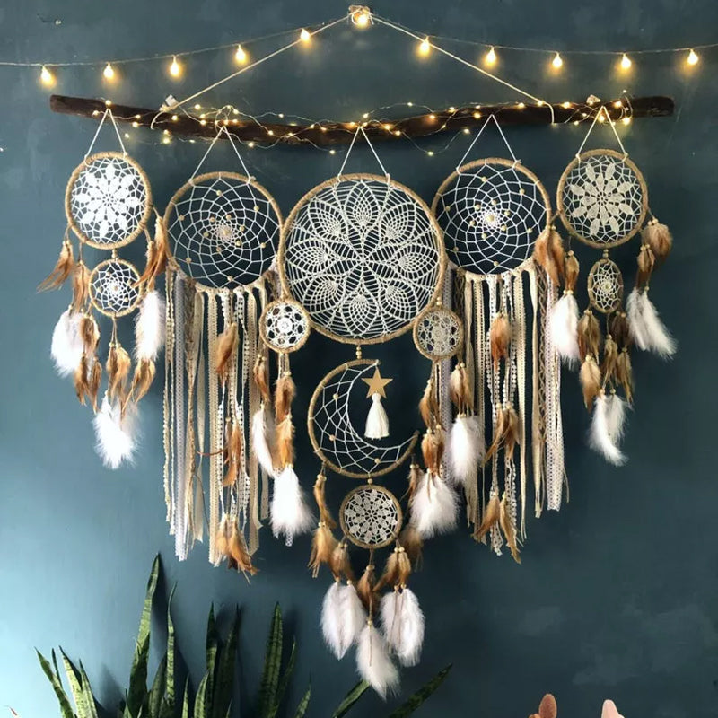 LZINA™ | Dream catcher moon and stars hang over the bed (5 pieces)