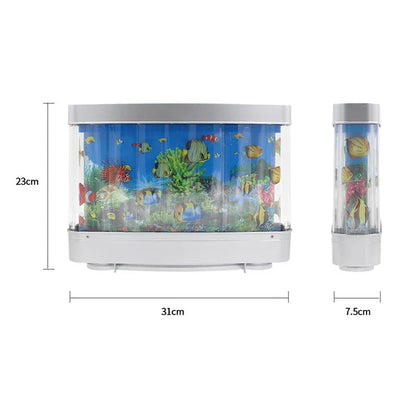 LZINA™ | Virtual Ocean Desk Fish Tank with LED Night Light