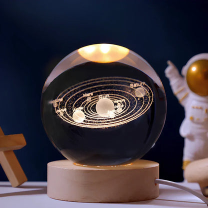 LZINA™ | Night Light Wooden Base Crystal Ball Lamp