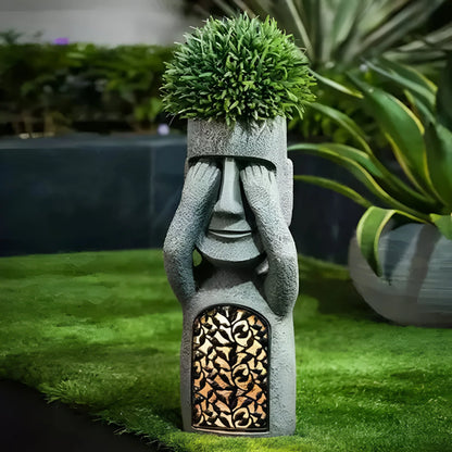 GlowSculpt – Solar LED Face Planter