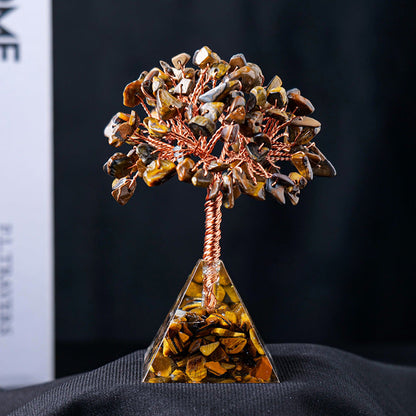 LZINA™ | Natural Stone Gravel Pyramid Base Feng Shui Tree