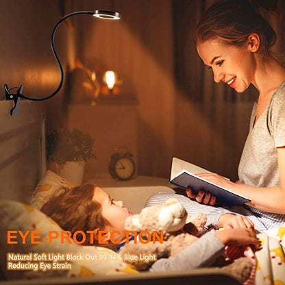 BowLift Clip-On Reading Light: 48-LED, 3 Color Modes, 10 Brightness Levels, Eye Protection, Flexible Gooseneck