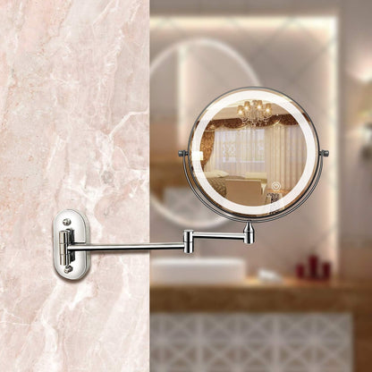 BowLift | LED Magnifying Mirror | Rechargeable | Cosmetics & Bathroom | Chrome Silver