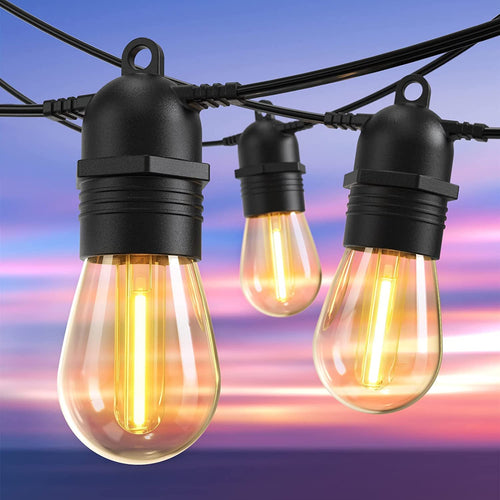 LZINA™ | Festoon Lights Outdoor, 53FT/16M S14 Outdoor Garden LED String Lights, IP65 Waterproof Outdoor String Lights Main Power 2700K 15+1(Replacement) Bulbs for Outdoor Patio Terrace Yard Wedding Party