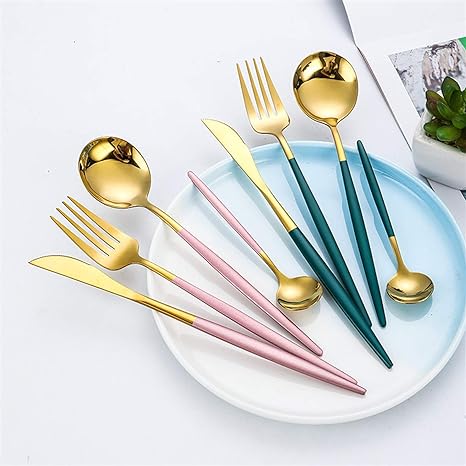 BowLift | LUXURIOUS STAINLESS STEEL 24-PIECE GOLD-SILVER CUTLERY SET