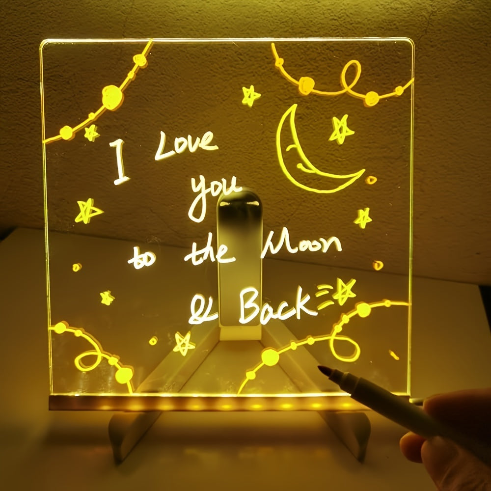 BowLift | USB LED Noteboard with 12 Colored Pens - Bright Message Board for Office & Home