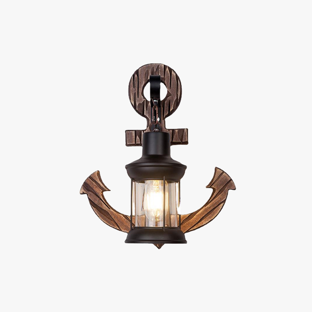 BowLift Vintage Anchor LED Wall Light | Industrial Metal & Wood Fixture for Dining & Living Rooms
