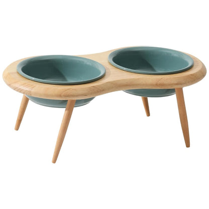 BowLift | Misha Ceramic Elevated Cat Bowl with Wooden Stand
