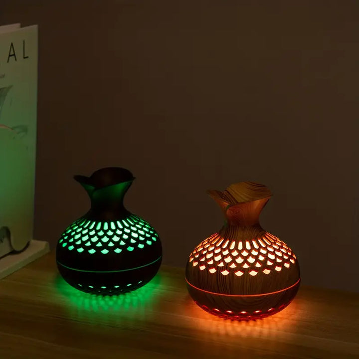 LZINA™ | Aromatherapy air humidifier with LED – Diffuser in wood look & night light