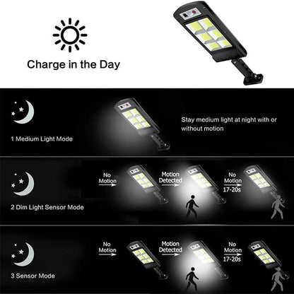 LZINA™ | 200W Outdoor Solar LED Lamp with Remote Control, Motion and Twilight Sensor