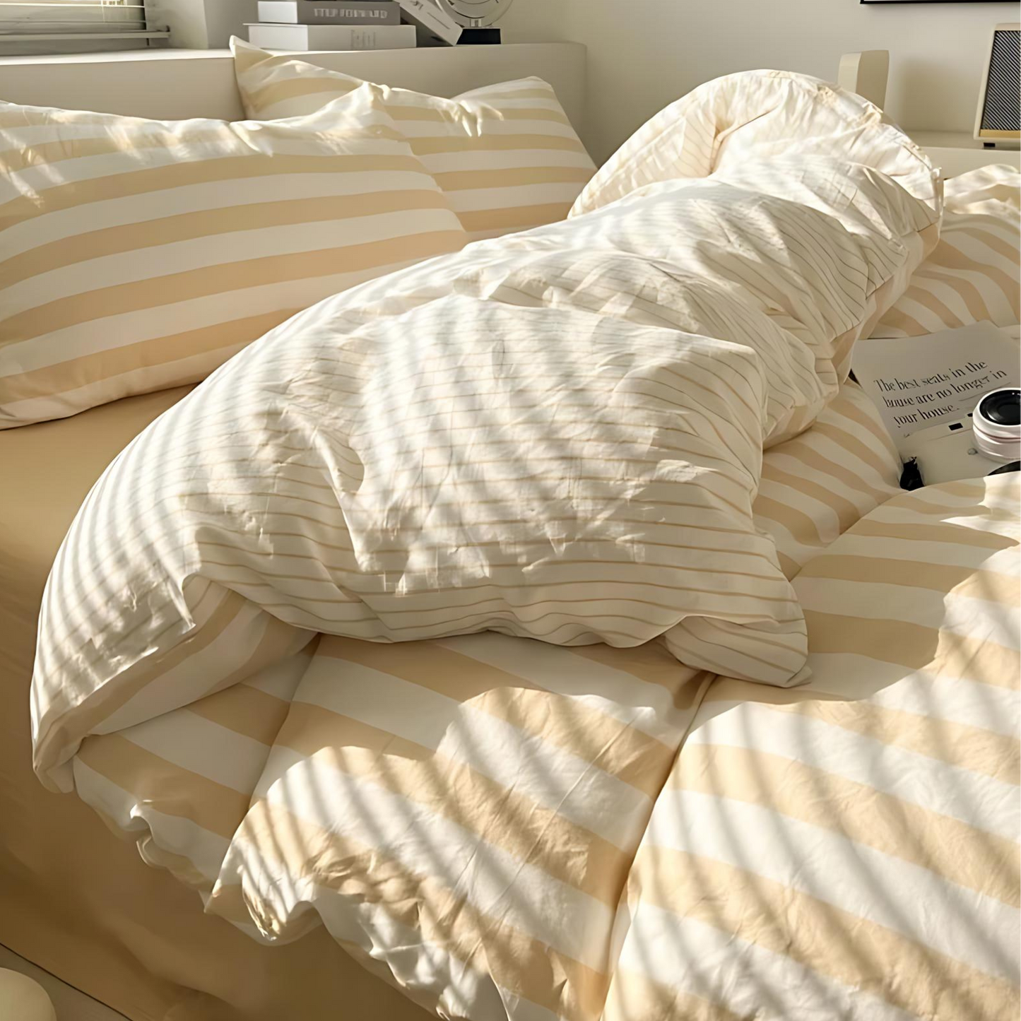 LZINA™ | Elenorra Classic Striped Bedding Set 4pcs Duvet Cover Sheet