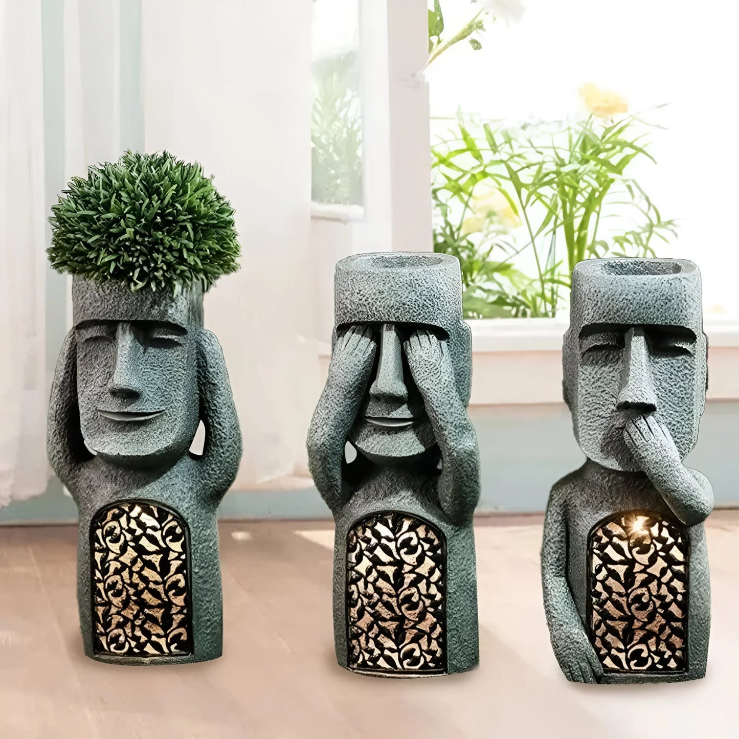 GlowSculpt – Solar LED Face Planter