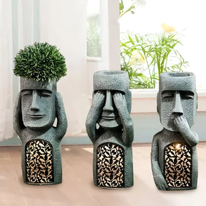 GlowSculpt – Solar LED Face Planter