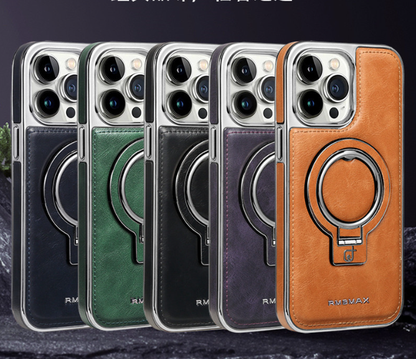 LZINA™ | Luxury Leather Invisible Stand iPhone Case