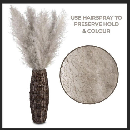 BowLift | 80 cm natural, real dried pampas grass bouquet (white / beige / gray) │ fluffy feather for modern boho home decor