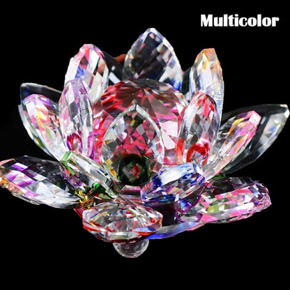 LZINA™ | 80Mm Quartz Crystals Lotus Flower Crafts Glass Fengshui Ornaments Healing Crystals Home Party Wicca Decor Yoga Gifts Souvenir