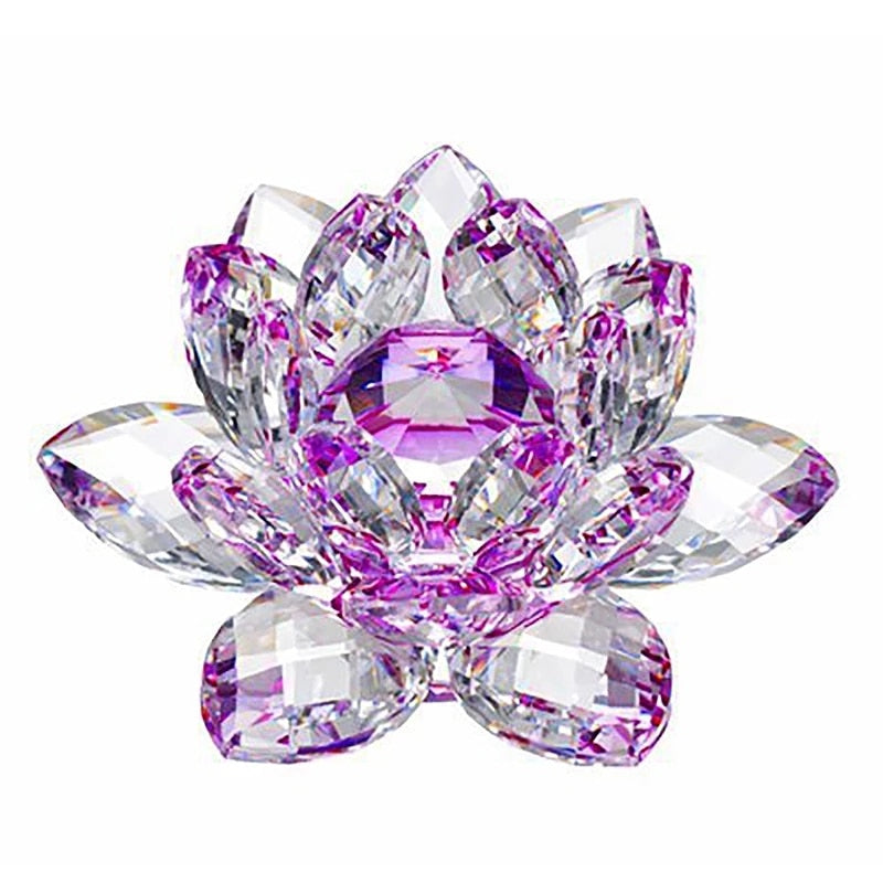 LZINA™ | 80Mm Quartz Crystals Lotus Flower Crafts Glass Fengshui Ornaments Healing Crystals Home Party Wicca Decor Yoga Gifts Souvenir