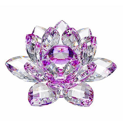 LZINA™ | 80Mm Quartz Crystals Lotus Flower Crafts Glass Fengshui Ornaments Healing Crystals Home Party Wicca Decor Yoga Gifts Souvenir