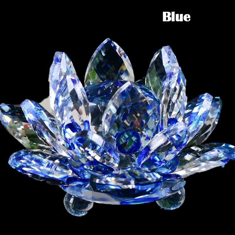 LZINA™ | 80Mm Quartz Crystals Lotus Flower Crafts Glass Fengshui Ornaments Healing Crystals Home Party Wicca Decor Yoga Gifts Souvenir