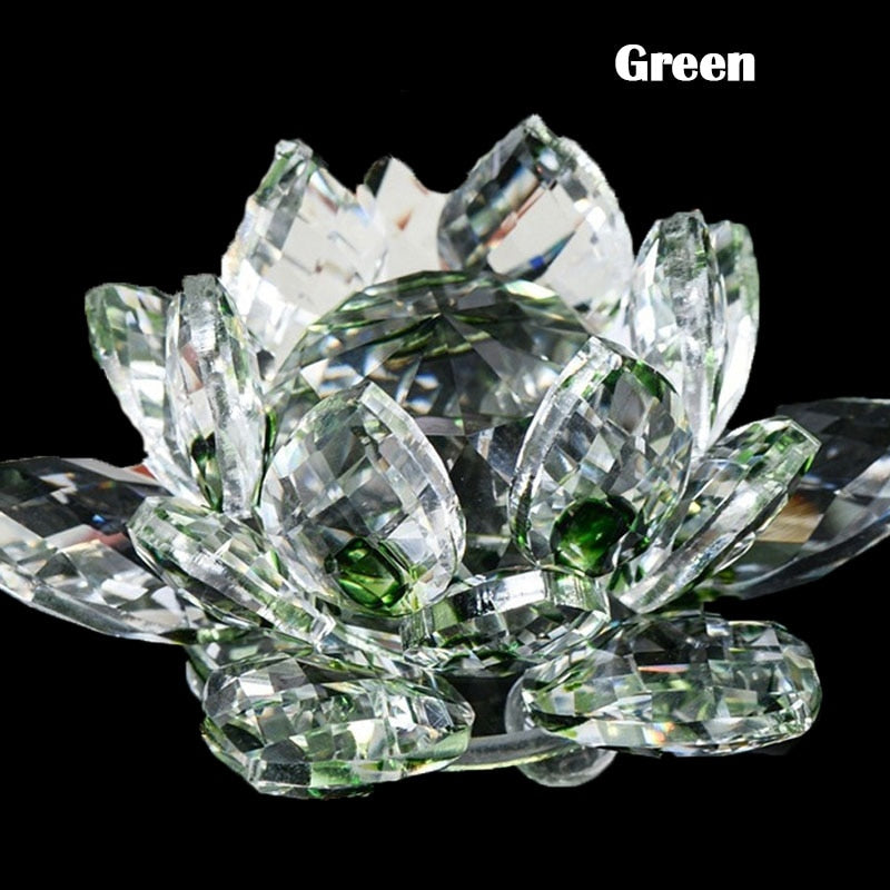 LZINA™ | 80Mm Quartz Crystals Lotus Flower Crafts Glass Fengshui Ornaments Healing Crystals Home Party Wicca Decor Yoga Gifts Souvenir