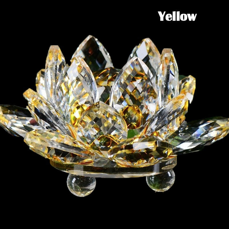LZINA™ | 80Mm Quartz Crystals Lotus Flower Crafts Glass Fengshui Ornaments Healing Crystals Home Party Wicca Decor Yoga Gifts Souvenir