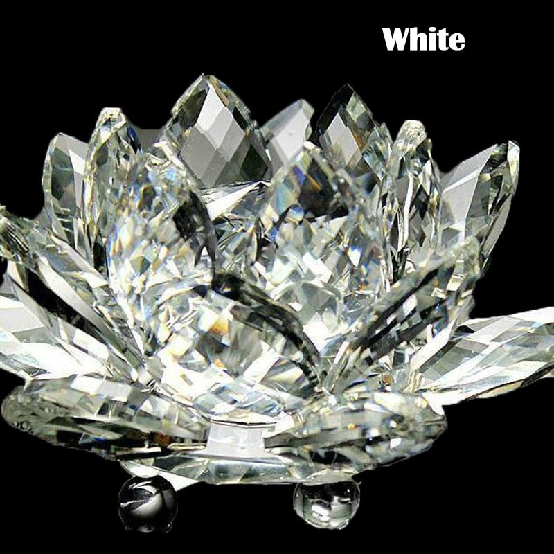 LZINA™ | 80Mm Quartz Crystals Lotus Flower Crafts Glass Fengshui Ornaments Healing Crystals Home Party Wicca Decor Yoga Gifts Souvenir