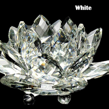 LZINA™ | 80Mm Quartz Crystals Lotus Flower Crafts Glass Fengshui Ornaments Healing Crystals Home Party Wicca Decor Yoga Gifts Souvenir