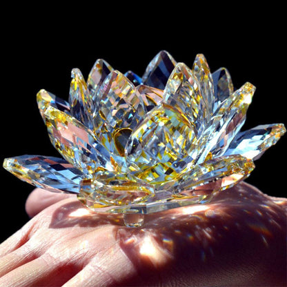 LZINA™ | 80Mm Quartz Crystals Lotus Flower Crafts Glass Fengshui Ornaments Healing Crystals Home Party Wicca Decor Yoga Gifts Souvenir