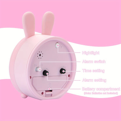 LZINA™ | Children's Alarm Clock with Night Light – Quiet, Rabbit Pattern & Compact Design