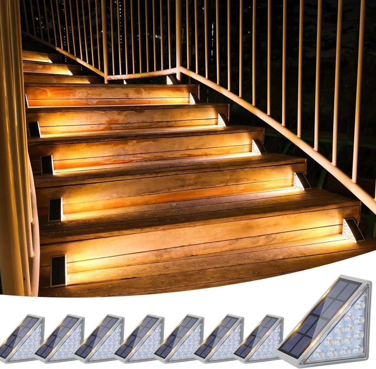 LZINA™ | Waterproof Solar LED Stair Lighting - Outdoor Lighting for Stairs, Paths, and Terraces