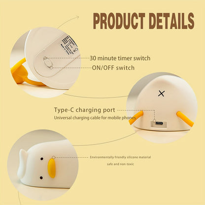 BowLift Sleeping Duck Lamp - Rechargeable, Dimmable Silicone Night Light