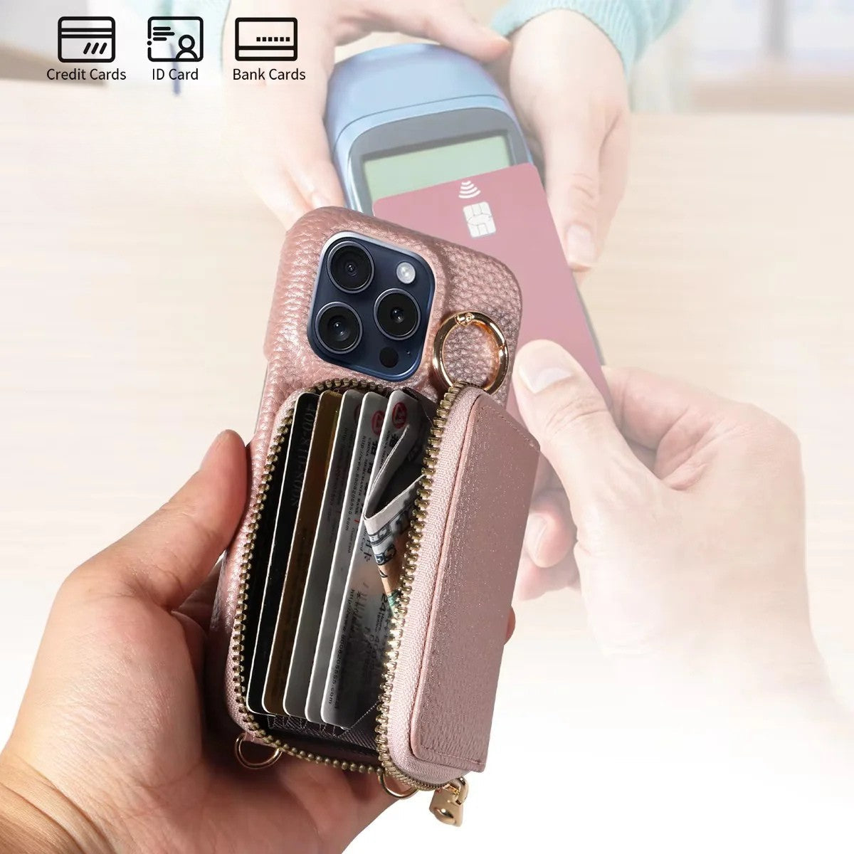 LZINA™ | Premium Leather Multi-Function iPhone Case with Anti-Degaussing Protection