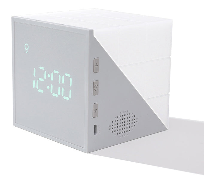 LZINA™ | Cube Alarm Clock, with Colorful Lights, Voice-control Night Light, Timer, Temperature Display and Long Battery Life, for Home & Office