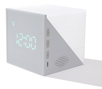 LZINA™ | Cube Alarm Clock, with Colorful Lights, Voice-control Night Light, Timer, Temperature Display and Long Battery Life, for Home & Office