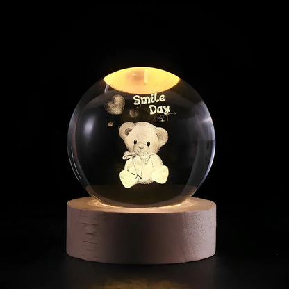 LZINA™ | LED Night Light with 3D Crystal Sphere