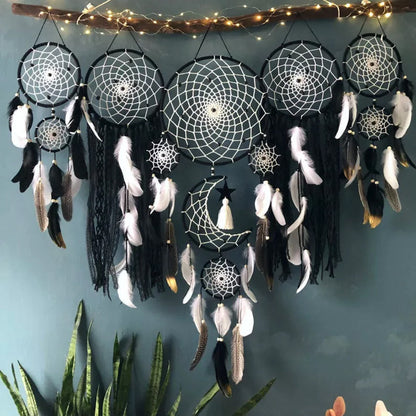 LZINA™ | Dream catcher moon and stars hang over the bed (5 pieces)