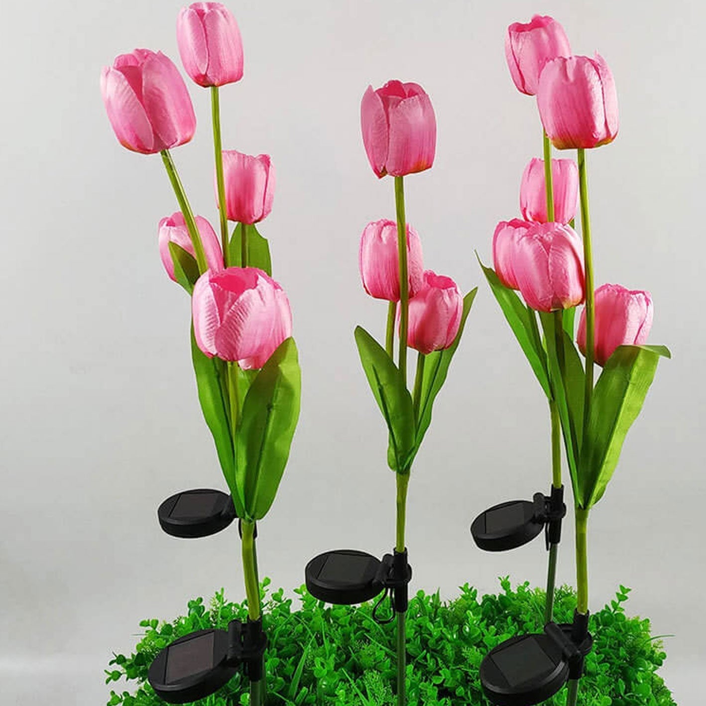 LZINA™ | Solar Tulip Lawn Light Outdoor Garden LED Tulip Flower Light Ground Stake Landscape Light