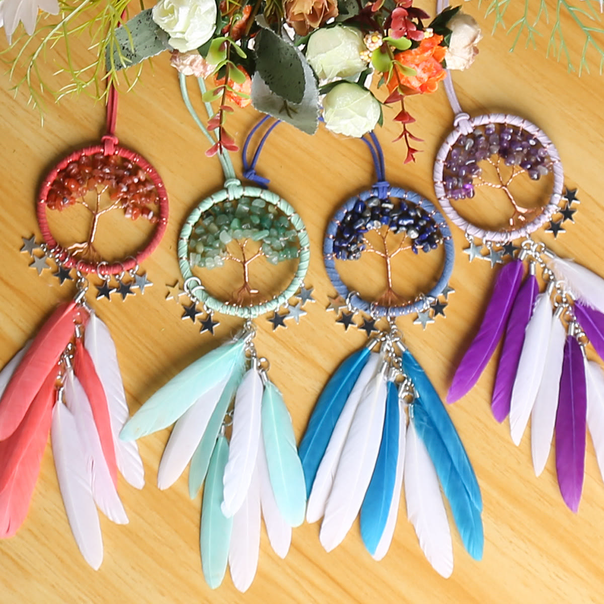 LZINA™ | Tree of Life Gemstone Dreamcatcher Hanging Jewelry
