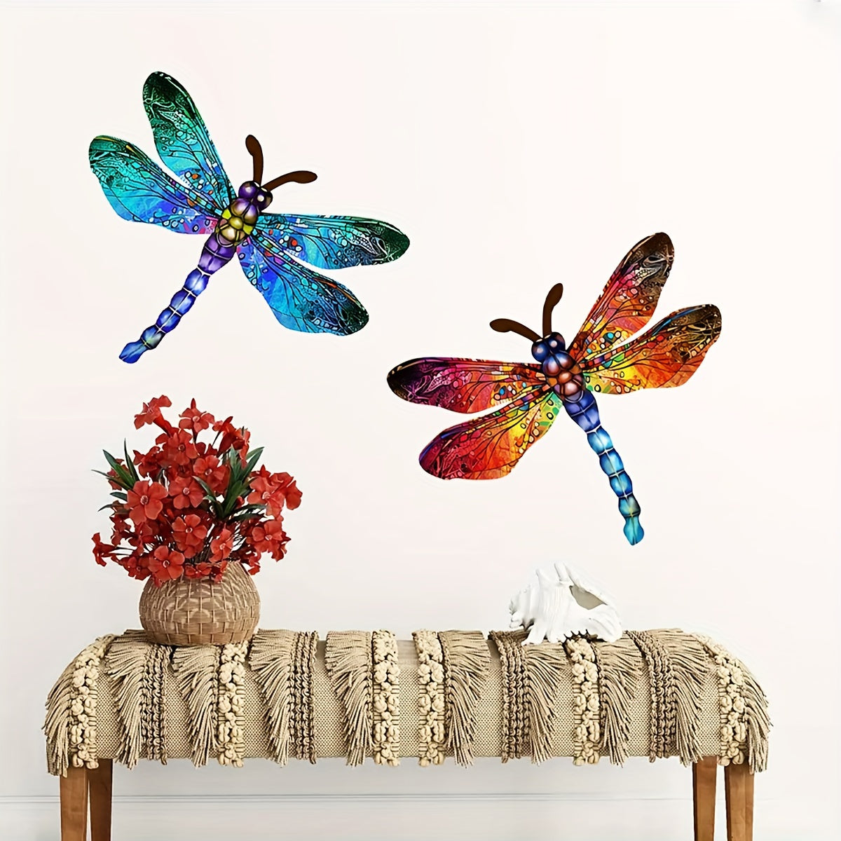 LZINA™ | 1/2 piece vibrant dragonfly wall art made of metal – artistic outdoor decoration for gardens, homes, and events – durable, versatile, and eye-catching – a perfect gift idea for any occasion