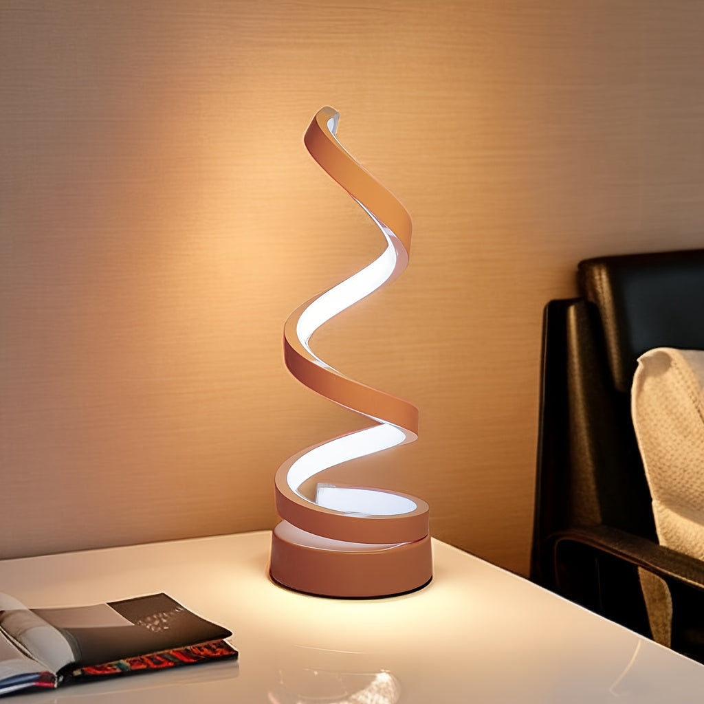 BowLift Modern Spiral Table Lamp – Creative LED Desk Light with Cozy Warm Glow, Perfect for Bedroom, Living Room, and Study Decor