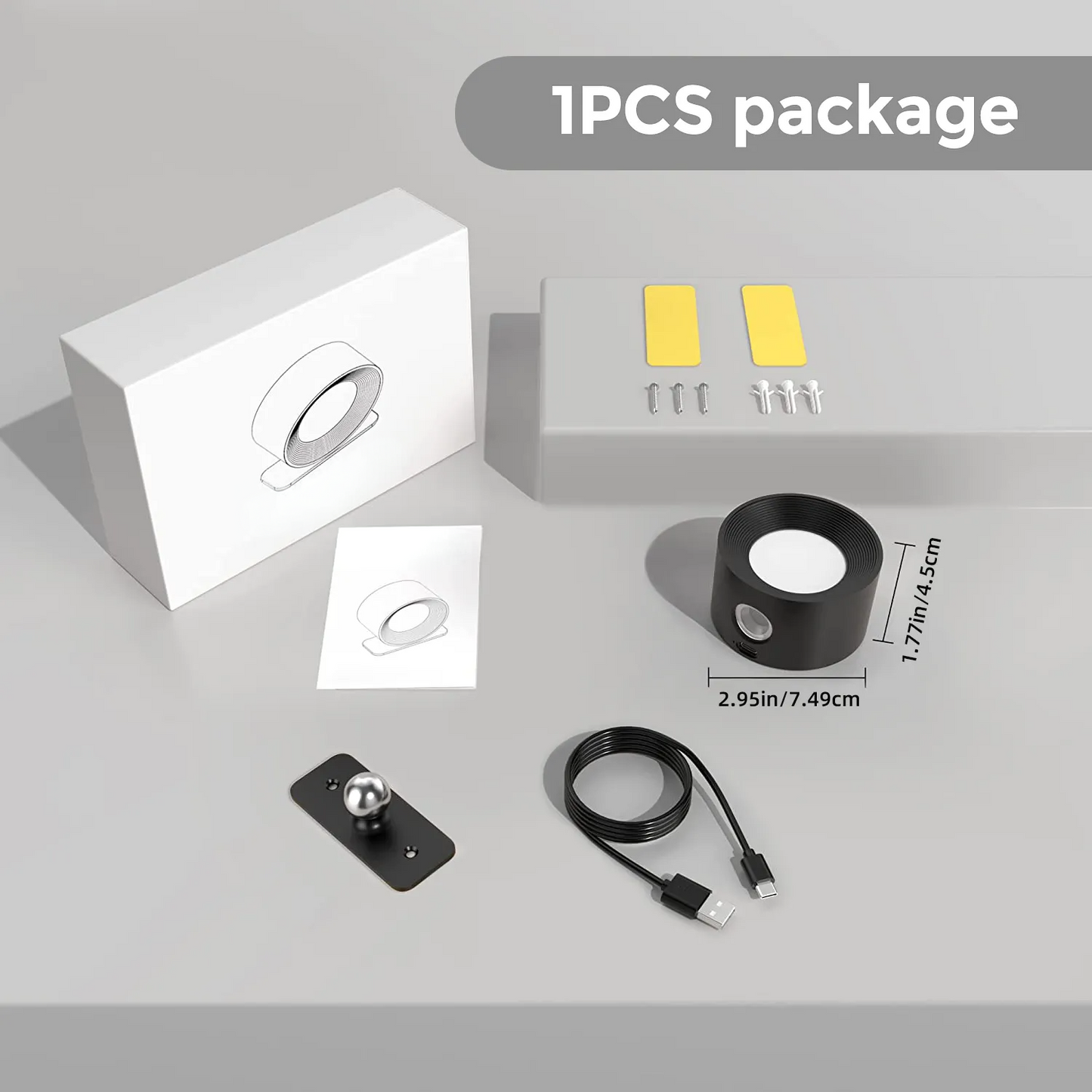 BowLift Spotlight Wireless Wall Lamp – 360° Rotation, Dimmable, Rechargeable Cordless Wall Light