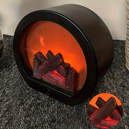 BowLift Cozy Rectangular Fireplace Lantern Lamp with Realistic Flame Effect