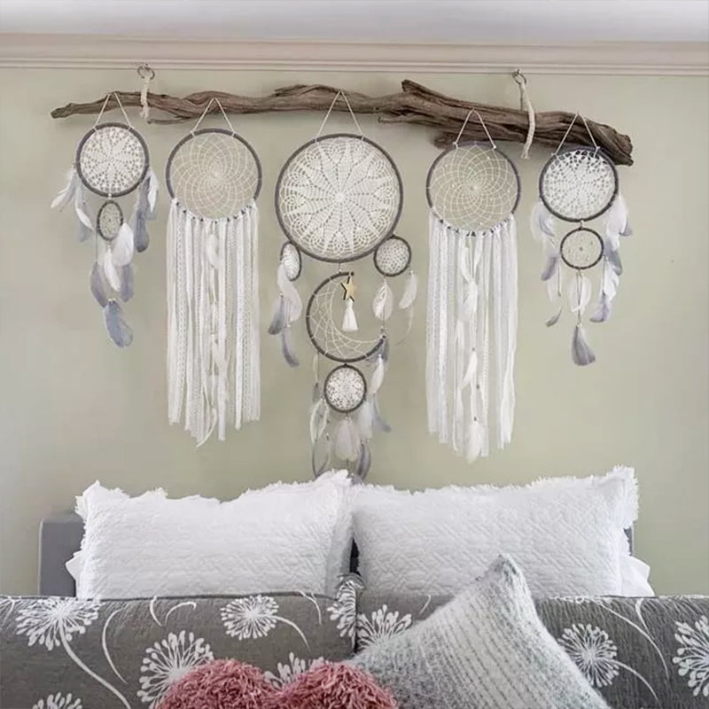 LZINA™ | Dream catcher moon and stars hang over the bed (5 pieces)