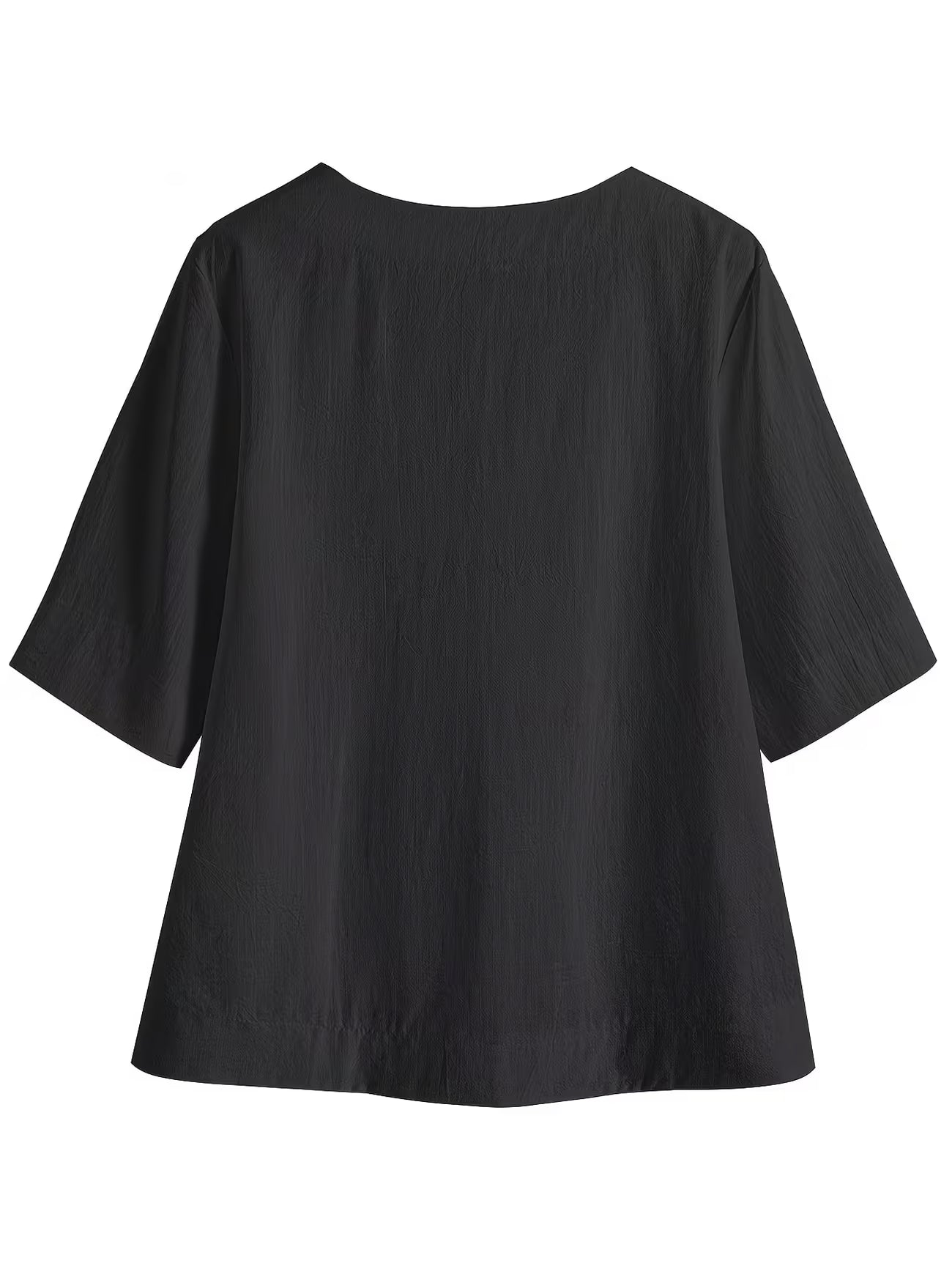 Women’s V Neck Loose Blouse with Half Sleeves and Casual Summer Fit