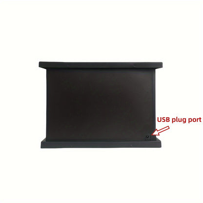 BowLift Cozy Rectangular Fireplace Lantern Lamp with Realistic Flame Effect