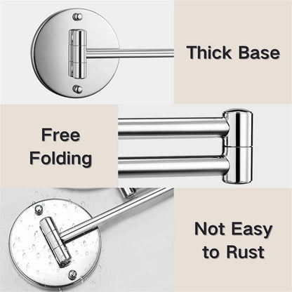 BowLift | Rechargeable wall-mounted shaving mirror | 360° rotation. 1X/10X magnification and adjustable LED lighting for use in the bathroom
