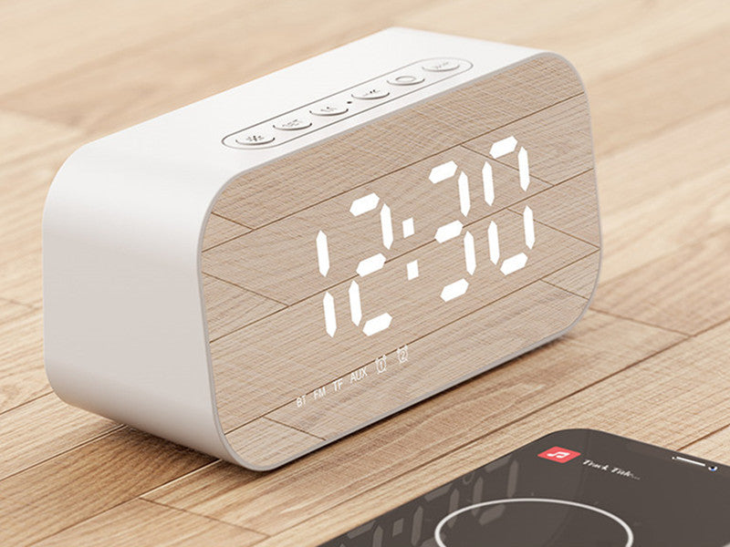 BowLift | 3-in-1 Wireless Bluetooth Speaker with Subwoofer, Alarm, Mirror Clock & Thermometer, for Home & Office